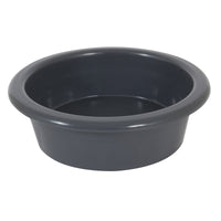 The Petmate Crock Bowl for Pets by Petmate is a dark gray, round plastic basin with a wide rim, made with recycled materials. Its smooth, shiny interior reflects light, and it is displayed empty against a plain white background.