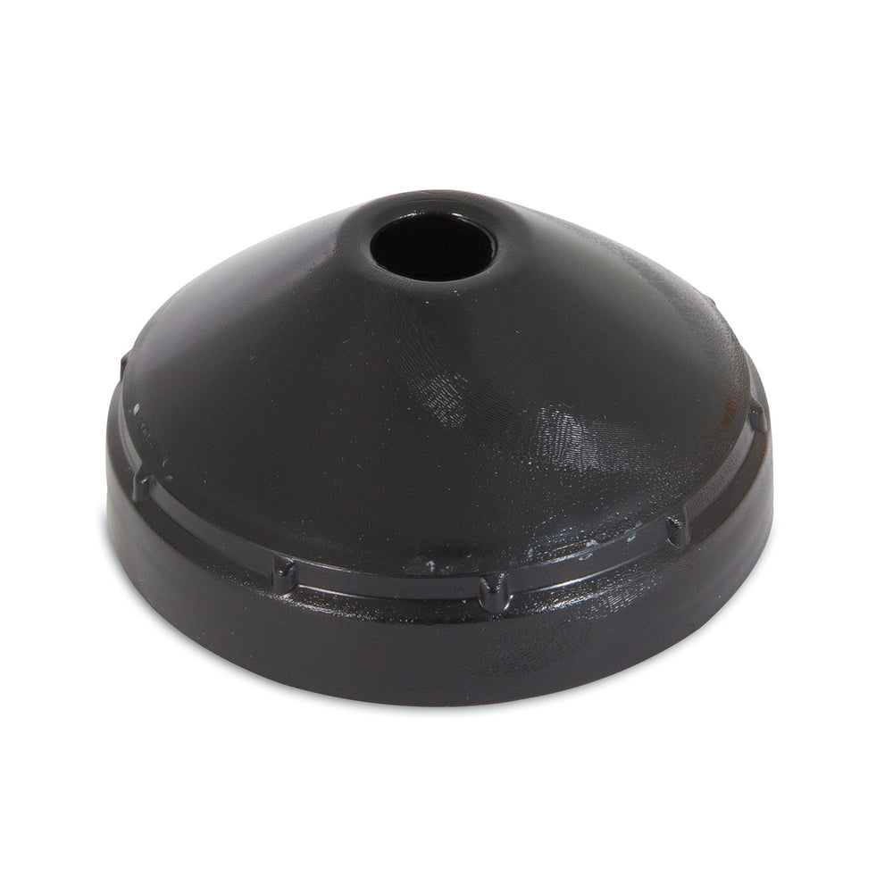 The Aspen Pet Small Lebistro Gravity Waterer Replacement Cap is a black, dome-shaped rubber plunger head with a central hole, ideal as a waterer cap on devices like the Aspen Pet Lebistro gravity waterer, shown on a clean white background.