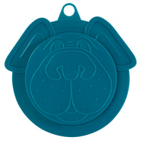 The Petmate Pup Top Food Can Topper, designed like a dogs face with floppy ears and a hanging loop, is perfect for sealing pet food cans.