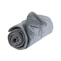 The PetFusion Microplush Quilted Dog Blanket features an ultra-soft texture and quilted pattern, shown on a white background. Ideal for pets, its soothing gray is both stylish and practical, being machine-washable and cozy.