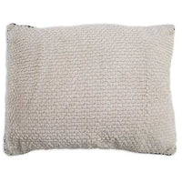 A rectangular cream Petmate Two-Sided Fashion Dog Pillow Bed against a white background. Its chunky, woven texture gives it a soft, cozy appearance. This stylish bed is also washable for convenience.