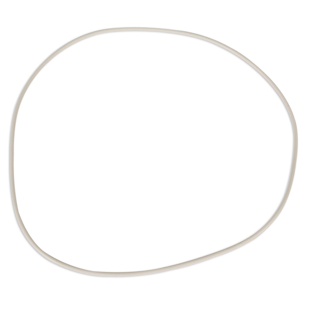 The GAMMA2 Vittles Vault Replacement Gasket by Vittles Vault is a thin, beige rubber ring, displayed in a relaxed circle on a plain white backdrop, designed to ensure an airtight seal.