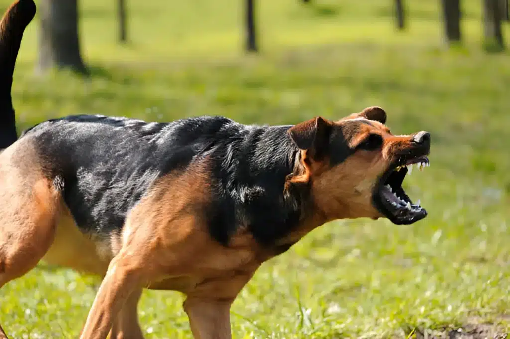 dogs barking at people